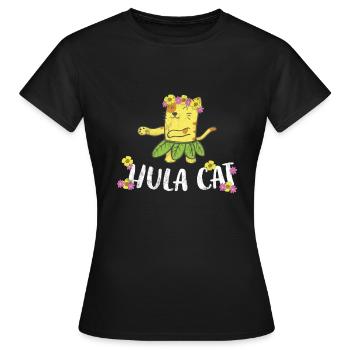 Hawaiian Hula Dancing Cat Gift Hommes Femmes Enfants - T-shirt Femme - noir - Devant - AI Model Female 172 dark (172cm)
