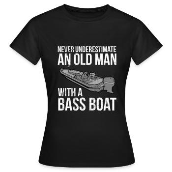 Ne sous-estimez jamais un vieil homme avec Bass Boat - T-shirt Femme - noir - Devant - AI Model Female 172 dark (172cm)