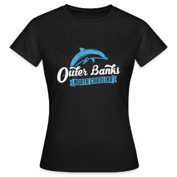 Outer Banks Dolphin, Outer Banks Beach Tee, Nc Tee - Women's T-Shirt - black - Front - AI Model Female 172 dark (172cm)