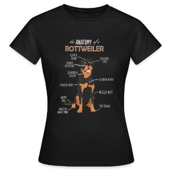 Die Anatomie eines lustigen Rottweiler-Hundes - Frauen T-Shirt - Schwarz - Vorne - AI Model Female 172 dark (172cm)