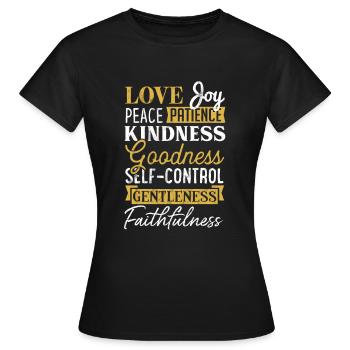 Die Frucht des Geistes - Christliche Bibelverse - Frauen T-Shirt - Schwarz - Vorne - AI Model Female 172 dark (172cm)