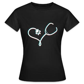 Tierarzt Herz Stethoskop Tierliebhaber Tierarzt - Frauen T-Shirt - Schwarz - Vorne - AI Model Female 172 dark (172cm)