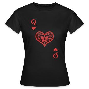 Carte à jouer Queen Of Hearts Texas Hold'Em Poker - T-shirt Femme - noir - Devant - AI Model Female 172 dark (172cm)