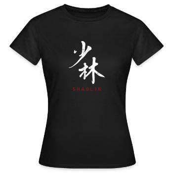Shaolin dans la calligraphie de caractères chinois - T-shirt Femme - noir - Devant - AI Model Female 172 dark (172cm)