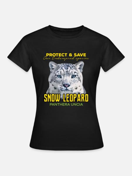 Gefährdeter Schneeleopard Panthera Uncia Ökologie - Frauen T-Shirt - Schwarz