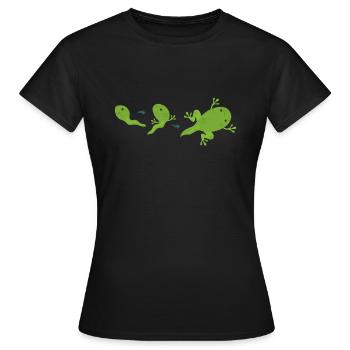 Frosch Lebenszyklus Kröte Kaulquappe Stierbaum Amphibie - Frauen T-Shirt - Schwarz - Vorne - AI Model Female 172 dark (172cm)