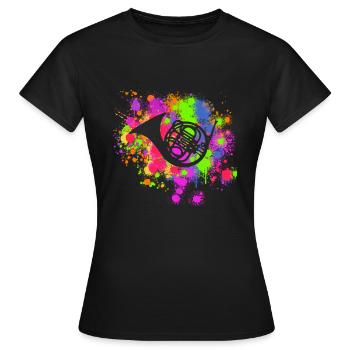Cor français artistique peinture Splat musical - T-shirt Femme - noir - Devant - AI Model Female 172 dark (172cm)