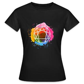 Aquarelle de l'Ennéagramme - T-shirt Femme - noir - Devant - AI Model Female 172 dark (172cm)