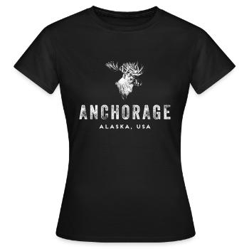 Anchorage Alaska With Moose Design - Women's T-Shirt - black - Front - AI Model Female 172 dark (172cm)