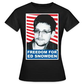 LIBERTÉ POUR EDWARD SNOWDEN ED 02 - T-shirt Femme - noir - Devant - AI Model Female 172 dark (172cm)