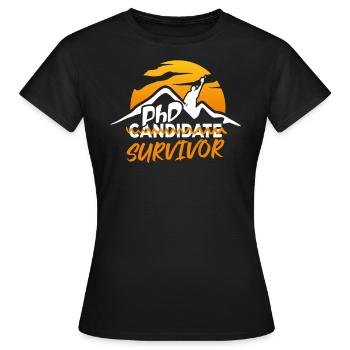 PHD Candidat Survivor Drôle Vintage - T-shirt Femme - noir - Devant - AI Model Female 172 dark (172cm)