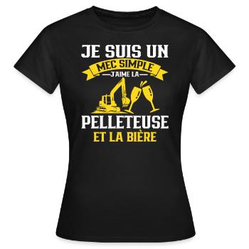 Un Mec Simple J'aime La Pelleteuse Et La Bière - T-shirt Femme - noir - Devant - AI Model Female 172 dark (172cm)
