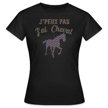 Cheval Équitation Poney Anniversaire Jument Cadeau - T-shirt Femme - noir - Devant - AI Model Female 172 dark (172cm)