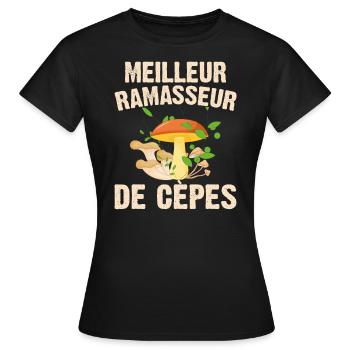 Meilleur Ramasseur De Cèpes Champignon Cadeau Cèpe - T-shirt Femme - noir - Devant - AI Model Female 172 dark (172cm)