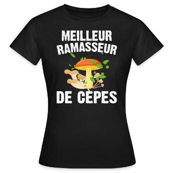 Meilleur Ramasseur De Cèpes Champignon Cadeau Cèpe - T-shirt Femme - noir - Devant - AI Model Female 172 dark (172cm)