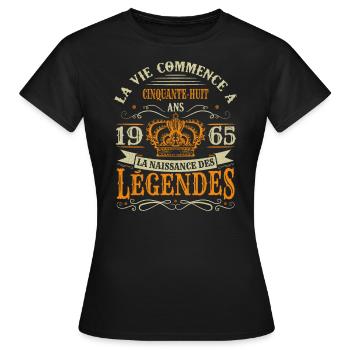 58 Ans 1965 Joyeux Anniversaire Vintage Perfection - T-shirt Femme - noir - Devant - AI Model Female 172 dark (172cm)