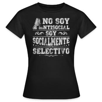 Anti Social Anti-social Cadeau Humour Anti Social - T-shirt Femme - noir - Devant - AI Model Female 172 dark (172cm)