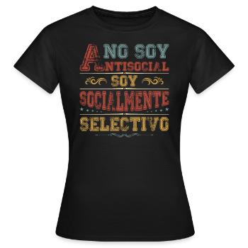 Anti Social Anti-social Cadeau Humour Anti Social - T-shirt Femme - noir - Devant - AI Model Female 172 dark (172cm)