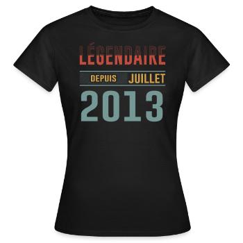 Juillet 2013 Anniversaire Idée Cadeau Vintage - T-shirt Femme - noir - Devant - AI Model Female 172 dark (172cm)