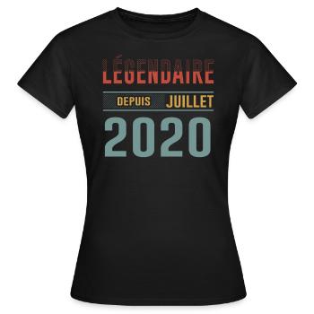 Légendaire Depuis Juillet 2020 Anniversaire Cadeau - T-shirt Femme - noir - Devant - AI Model Female 172 dark (172cm)