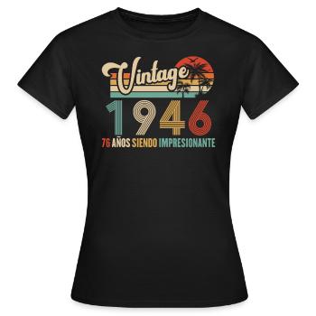 Anniversaire Vintage Idée Cadeau D Anniversaire 76 - T-shirt Femme - noir - Devant - AI Model Female 172 dark (172cm)