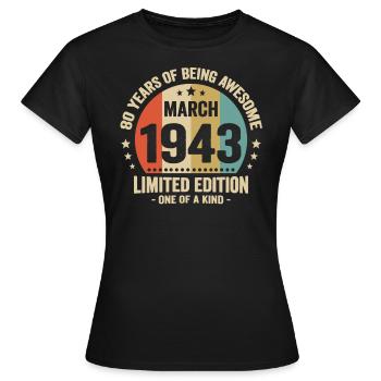 Anniversaire Vintage Idée Cadeau Mars 80 - T-shirt Femme - noir - Devant - AI Model Female 172 dark (172cm)