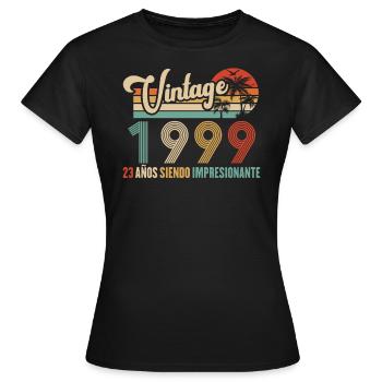Anniversaire Vintage Idée Cadeau D Anniversaire 23 - T-shirt Femme - noir - Devant - AI Model Female 172 dark (172cm)