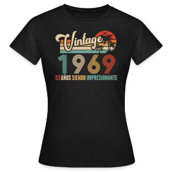 Anniversaire Vintage Idée Cadeau D Anniversaire 53 - T-shirt Femme - noir - Devant - AI Model Female 172 dark (172cm)