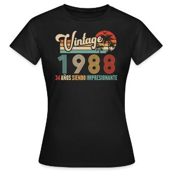 Anniversaire Vintage Idée Cadeau D Anniversaire 34 - T-shirt Femme - noir - Devant - AI Model Female 172 dark (172cm)