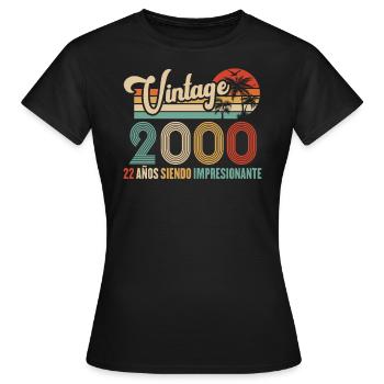 Anniversaire Vintage Idée Cadeau D Anniversaire 22 - T-shirt Femme - noir - Devant - AI Model Female 172 dark (172cm)