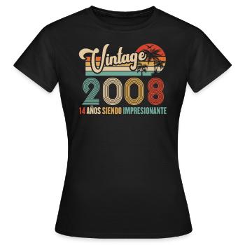 Anniversaire Vintage Idée Cadeau D Anniversaire 14 - T-shirt Femme - noir - Devant - AI Model Female 172 dark (172cm)