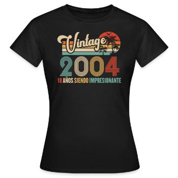 Anniversaire Vintage Idée Cadeau D Anniversaire 18 - T-shirt Femme - noir - Devant - AI Model Female 172 dark (172cm)