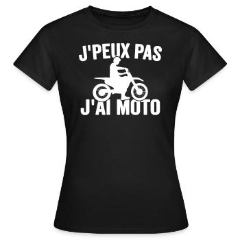 Je Peux Pas J'ai Moto Humour Cadeau Anniversaire - T-shirt Femme - noir - Devant - AI Model Female 172 dark (172cm)