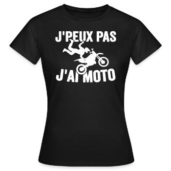 Je Peux Pas J'ai Moto Humour Cadeau Anniversaire - T-shirt Femme - noir - Devant - AI Model Female 172 dark (172cm)