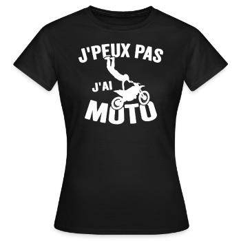 Je Peux Pas J'ai Moto Humour Cadeau Anniversaire - T-shirt Femme - noir - Devant - AI Model Female 172 dark (172cm)