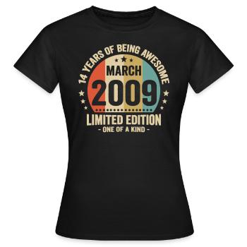 Anniversaire Vintage Idée Cadeau Mars 14 - T-shirt Femme - noir - Devant - AI Model Female 172 dark (172cm)