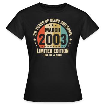 Anniversaire Vintage Idée Cadeau Mars 20 - T-shirt Femme - noir - Devant - AI Model Female 172 dark (172cm)