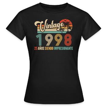 Anniversaire Vintage Idée Cadeau D Anniversaire 25 - T-shirt Femme - noir - Devant - AI Model Female 172 dark (172cm)