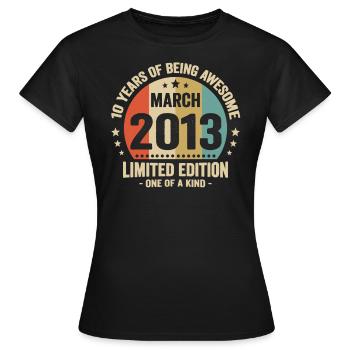 Anniversaire Vintage Idée Cadeau Mars 10 - T-shirt Femme - noir - Devant - AI Model Female 172 dark (172cm)