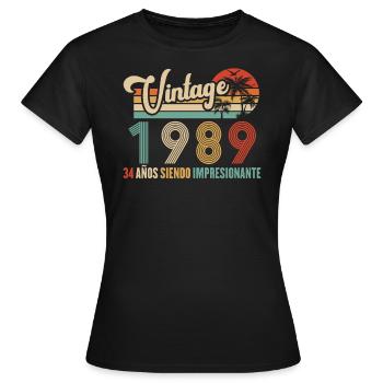 Anniversaire Vintage Idée Cadeau D Anniversaire 34 - T-shirt Femme - noir - Devant - AI Model Female 172 dark (172cm)