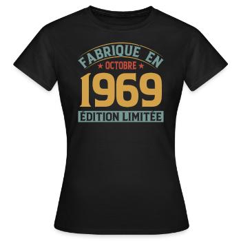 Fabriqué En Octobre 1969 Édition Limitée - T-shirt Femme - noir - Devant - AI Model Female 172 dark (172cm)