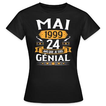 Mai 1999 24 Ans Que Je Suis Génial Anniversaire - T-shirt Femme - noir - Devant - AI Model Female 172 dark (172cm)