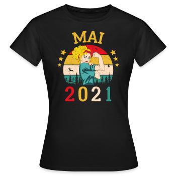 Mai 2021 Anniversaire Vintage Happy Birthday - T-shirt Femme - noir - Devant - AI Model Female 172 dark (172cm)