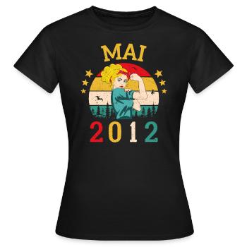 Mai 2012 Anniversaire Vintage Happy Birthday - T-shirt Femme - noir - Devant - AI Model Female 172 dark (172cm)