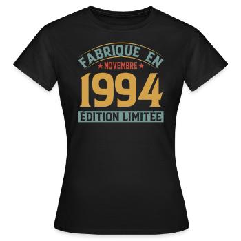 Fabriqué En Novembre 1994 Édition Limitée - T-shirt Femme - noir - Devant - AI Model Female 172 dark (172cm)