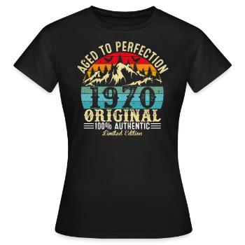 Aged to perfection 1970 original - Women's T-Shirt - black - Front - AI Model Female 172 dark (172cm)