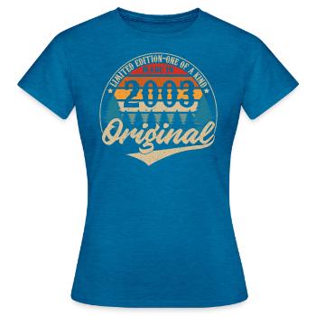 Vintage Geburtstag Geschenkidee Original 2003 - Frauen T-Shirt - Antikblaues Saphir meliert - Vorne - AI Model Female 172 dark (172cm)
