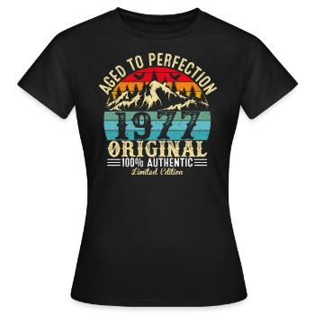 Aged to perfection 1977 Original - Women's T-Shirt - black - Front - AI Model Female 172 dark (172cm)