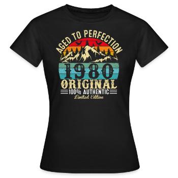 Aged to perfection 1980 Original - Women's T-Shirt - black - Front - AI Model Female 172 dark (172cm)