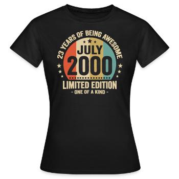 Juillet 2000 23 Ans Anniversaire Vintage Cadeau - T-shirt Femme - noir - Devant - AI Model Female 172 dark (172cm)